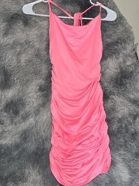 Sleeveless Ruched Pink Bodycon Dress